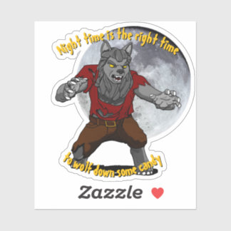 Wolfing down candy Custom Cut Vinyl Sticker