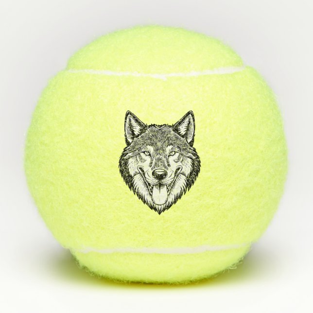 Wolfkopf von vorne tennisbälle (Vorderseite)