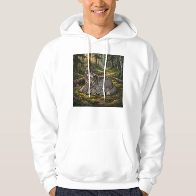 Wolfmutter und Welpen  Hoodie (Vorderseite)