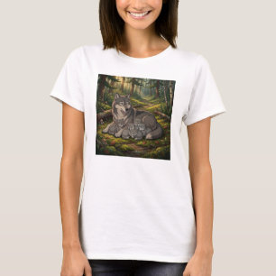 Wolfmutter und Welpen T-Shirt