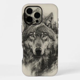 Wolfporträt in einem ruhigen Wald iPhone 16 Pro Max Hülle