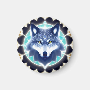 Wolfporträt mit intensiven goldenen Augen Magnet