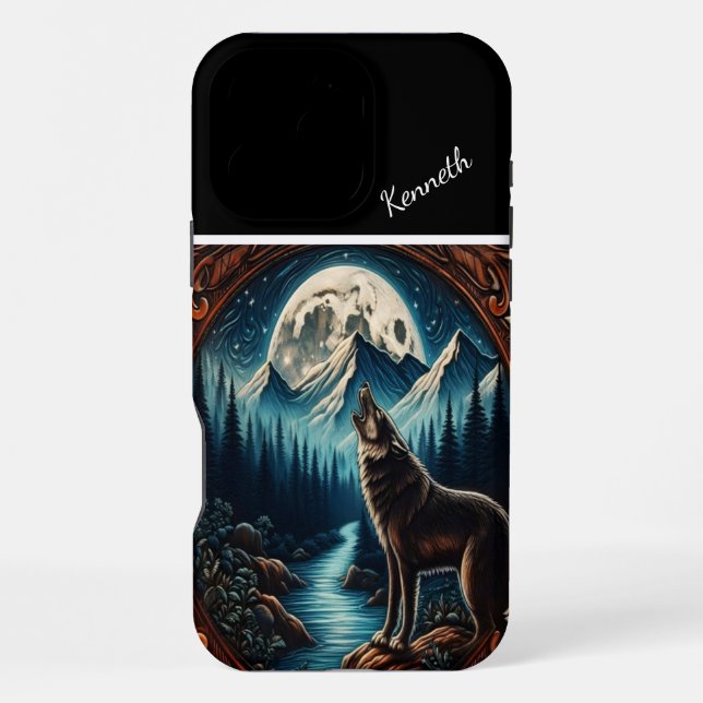 Wolfs Mondlicht-Serenade iPhone Hülle (Rückseite)