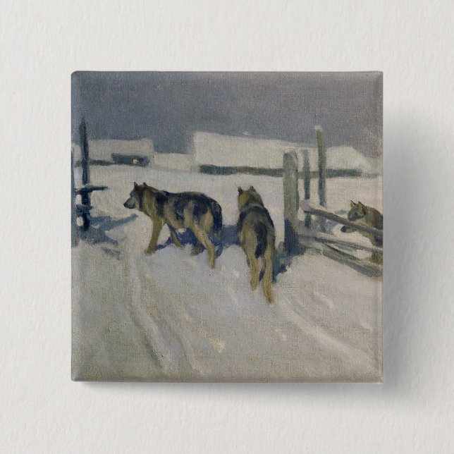 Wolfs, Winter-Nacht, c.1910 Button (Vorderseite)