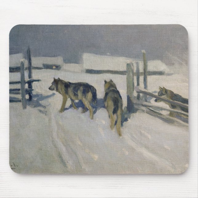 Wolfs, Winter-Nacht, c.1910 Mousepad (Vorne)