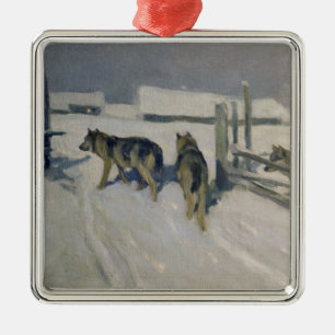 Wolfs, Winter-Nacht, c.1910 Silbernes Ornament