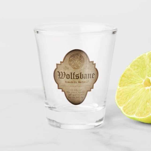 Wolfsbane Werewolf apothececeke Halloween Schnapsglas (Vorderseite)