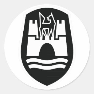 Wolfsburg-Wappen (Schwarz-weiß) Runder Aufkleber