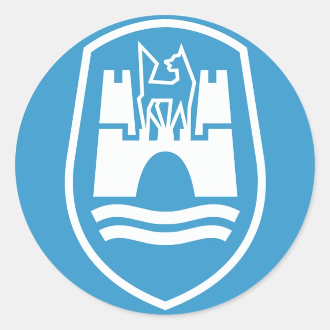 Wolfsburg-Wappen (weiß) Runder Aufkleber (Vorderseite)
