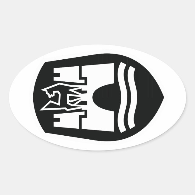 Wolfsburger Wappen (Schwarz-weiß) Ovaler Aufkleber (Vorderseite)