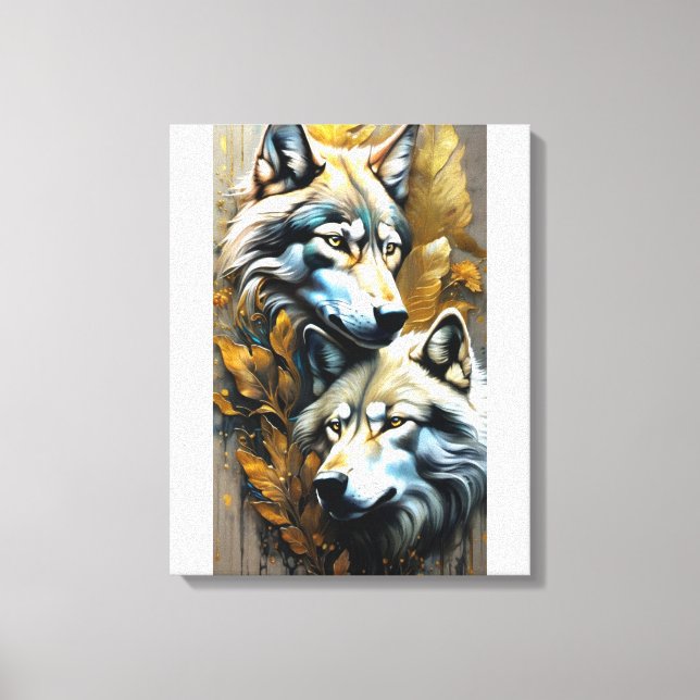 Wolfsfamilie Leinwanddruck (Vorderseite)