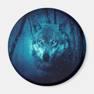 Wolfsfläche im dunklen Fantasy-Wald Magnet