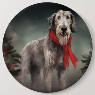 Wolfshund Hund im Schnee Weihnachten Button