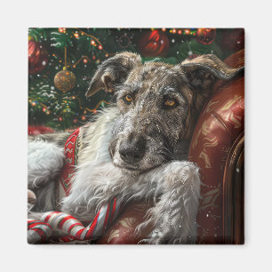Wolfshund Hund Weihnachten Festlich Magnet