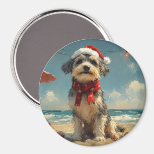 Wolfshund Hund Weihnachten Vintage Strand Magnet