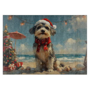 Wolfshund Hund Weihnachten Vintage Strand Schneidebrett
