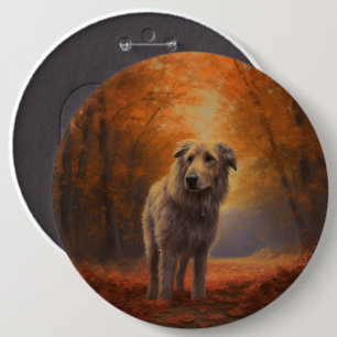 Wolfshund im Herbstlaubfall inspiriert Button
