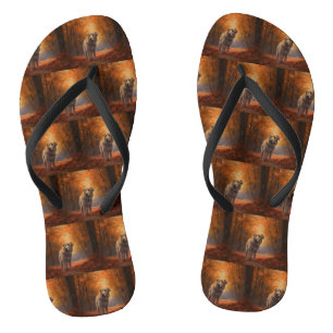 Wolfshund im Herbstlaubfall inspiriert Flip Flops
