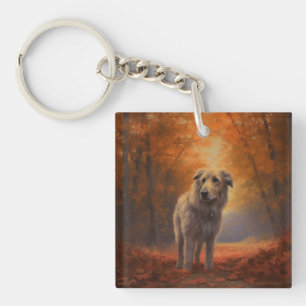 Wolfshund im Herbstlaubfall inspiriert  Schlüsselanhänger
