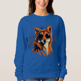 Wolfshund mit Sonnenbrille im Sonnenuntergang Idee Sweatshirt