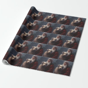 Wolfshund mit Weihnachtsmann Festive Weihnachten Geschenkpapier
