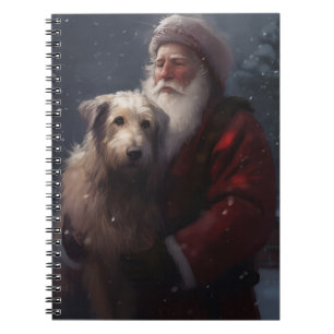 Wolfshund mit Weihnachtsmann Festive Weihnachten Notizblock