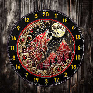 Wolfsinne strahlt das Spiel auf Dartscheibe