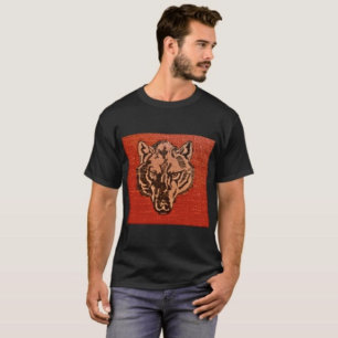 Wolfskopf auf Rot  T-Shirt