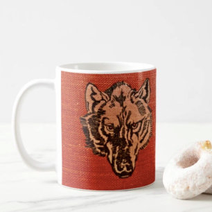 Wolfskopf auf roter Tasse