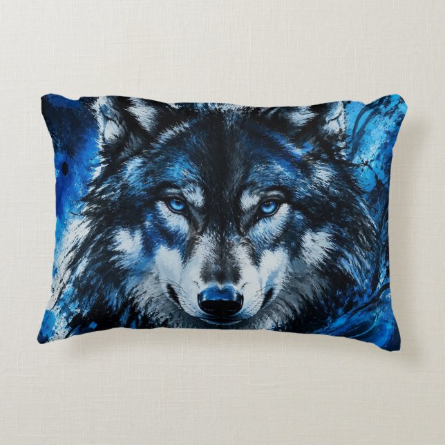 Wolfskopf Dekokissen (Rückseite)