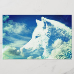 Wolfskopf in Wolken Briefpapier