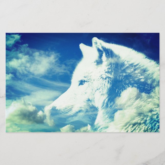 Wolfskopf in Wolken Briefpapier (Vorderseite)