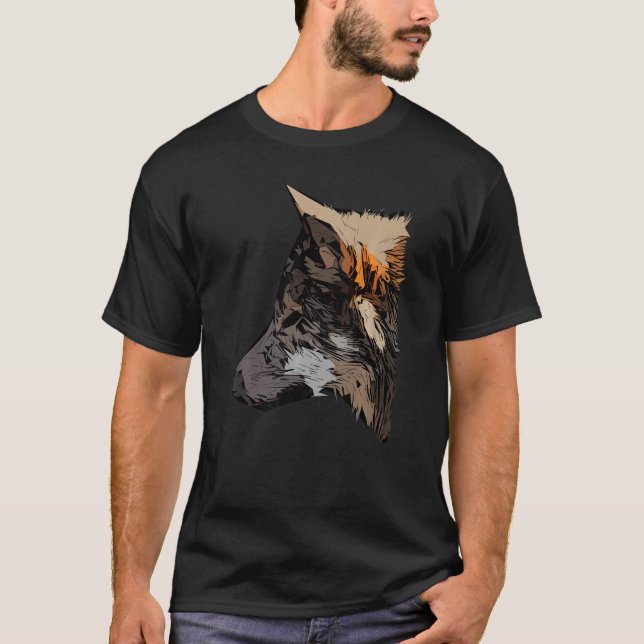 Wolfskopf-Raubtier-Abdruck mit Wildtier T-Shirt (Vorderseite)