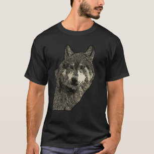 Wolfskopf-Raubtier-Gesichtsausdruck mit wildem Tie T-Shirt