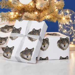 Wolfskopf Tier Grau Wilder Wolf Geschenkpapier
