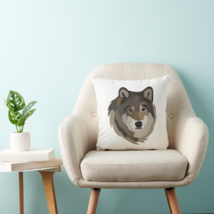 Wolfskopf Tier Grau Wilder Wolf Kissen