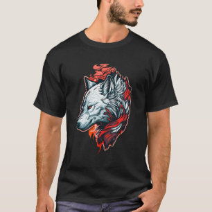 Wolfskopf und roter Farbpinsel Wolf Lover T-Shirt