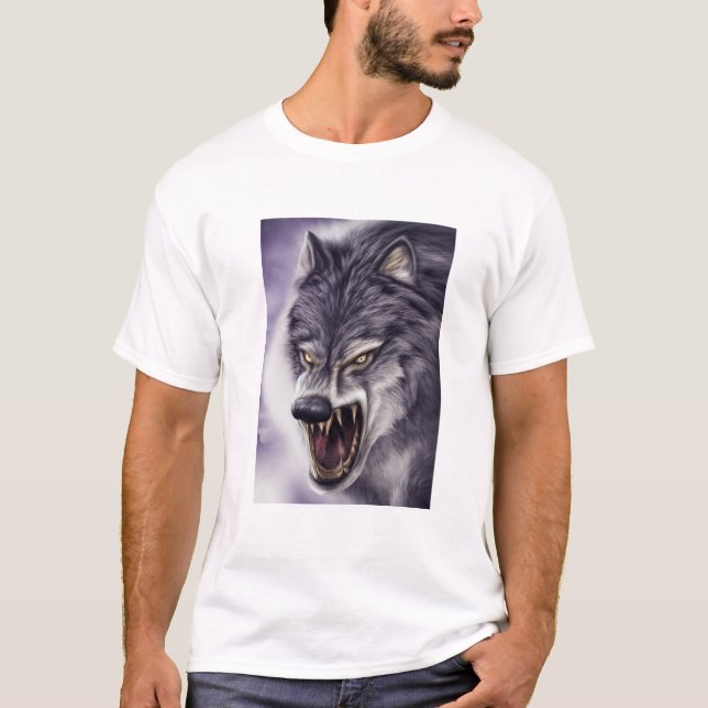 Wolfskunst - Bestie mit Fangs-T-Shirt, Angriffsmod T-Shirt (Vorderseite)