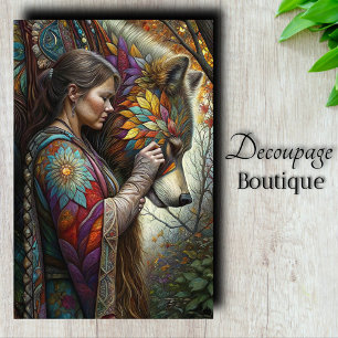 Wolfsmädchen-Dekoupage Seidenpapier