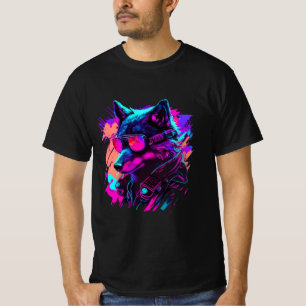 Wolfsoldat muffige 80er Jahre Retro Synthwave Grap T-Shirt