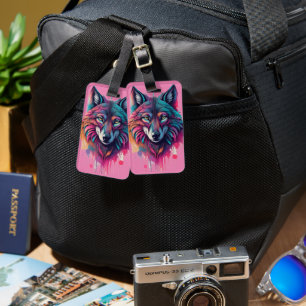 Wolfsportrait Gepäckanhänger