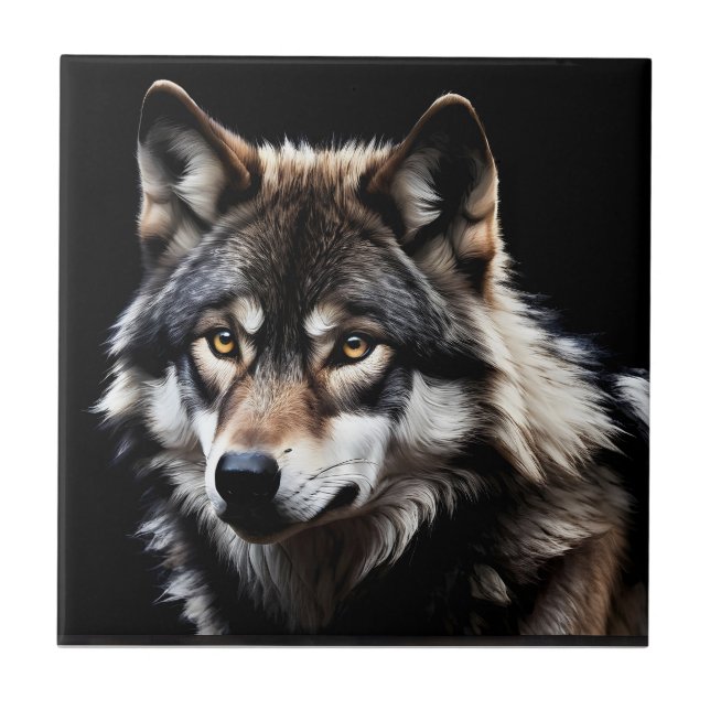 Wolfsprotrait Fliese (Vorderseite)