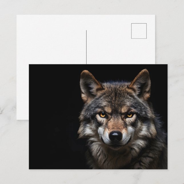 Wolfsprotrait Postkarte (Vorne/Hinten)