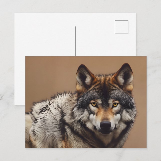 Wolfsprotrait Postkarte (Vorne/Hinten)
