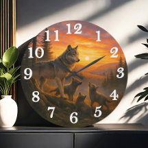 Wolfsrudel bei goldenem Sonnenuntergang
