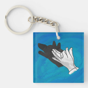Wolfsschatten auf Blau Schlüsselanhänger