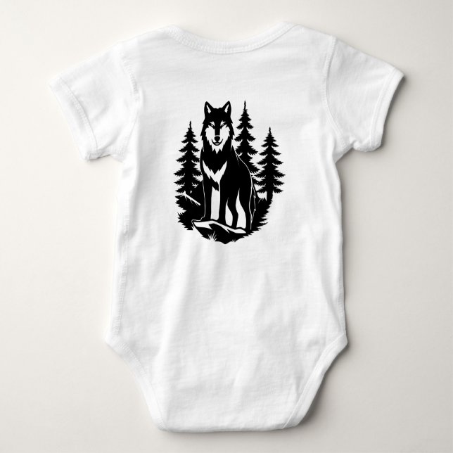 Wolfssilhouette im Wald Baby Strampler (Rückseite)