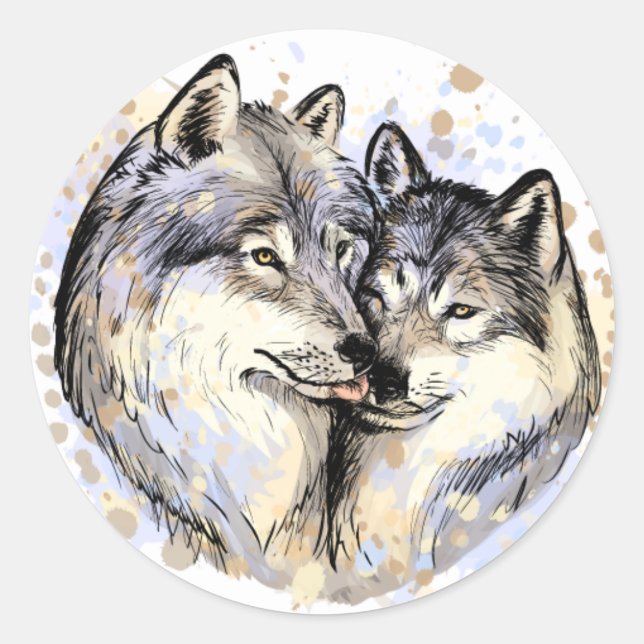 Wolfsticker Runder Aufkleber (Vorderseite)