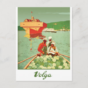 Wolga, Segelboote und Wassermelonen-Händler Postkarte