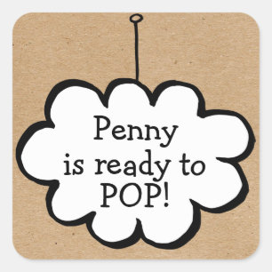 Wölkchen an einer Schnur Kraft Ready to POP Quadratischer Aufkleber